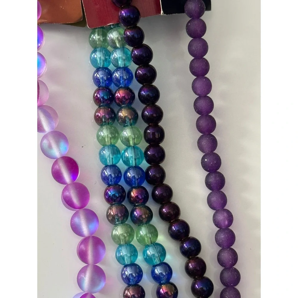 Bead Landing & Bead Treasures Glass Acrylic Beads Lot Purple Blue Iridescent 4ct